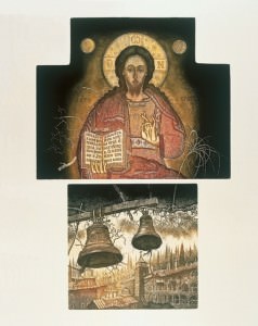 Erosión XV. Cristo Pantocrator Aguafuerte y manera negra. 45 x 30 cm., 1992